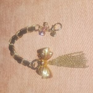 Vintage Betsey Johnson Fairy Land Collection Pink Crystal Bow Braclet
